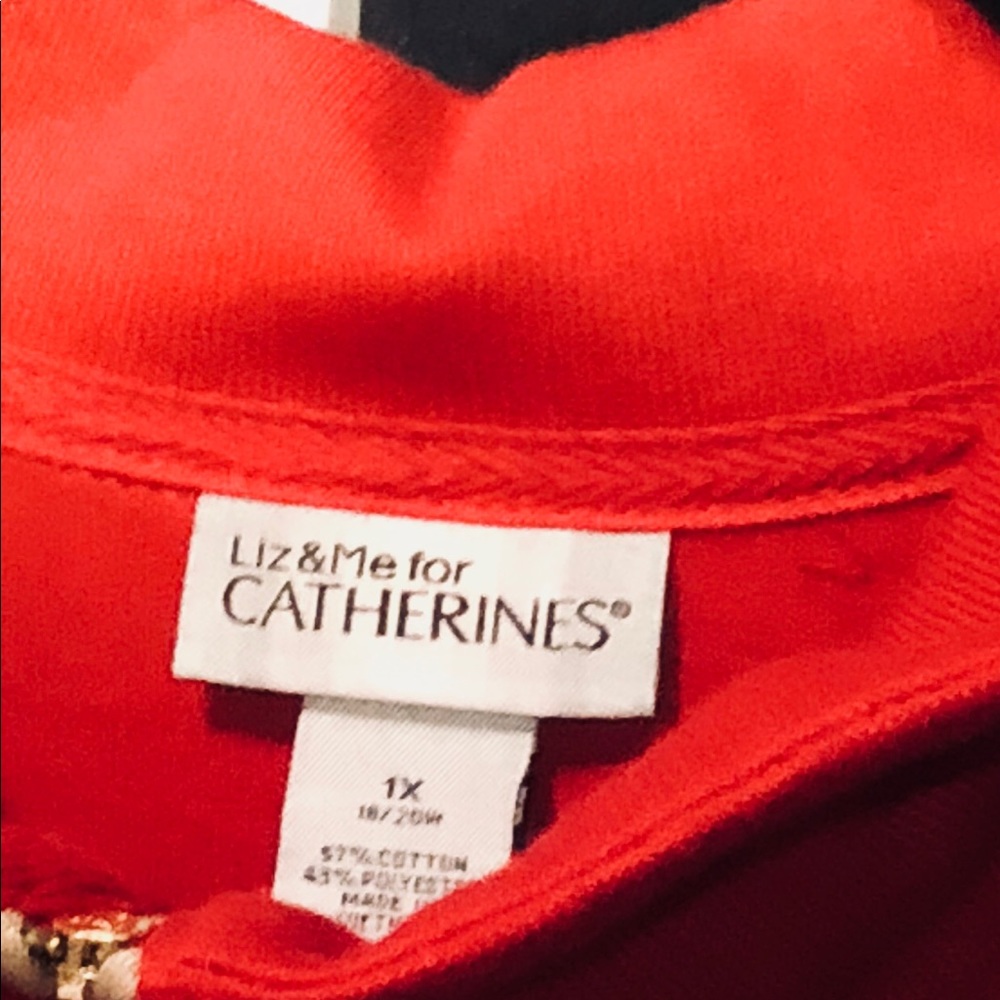 NWOT -CATHERINES RED and GOLD TRIMMED SWEATER 1X - Picture 3 of 6